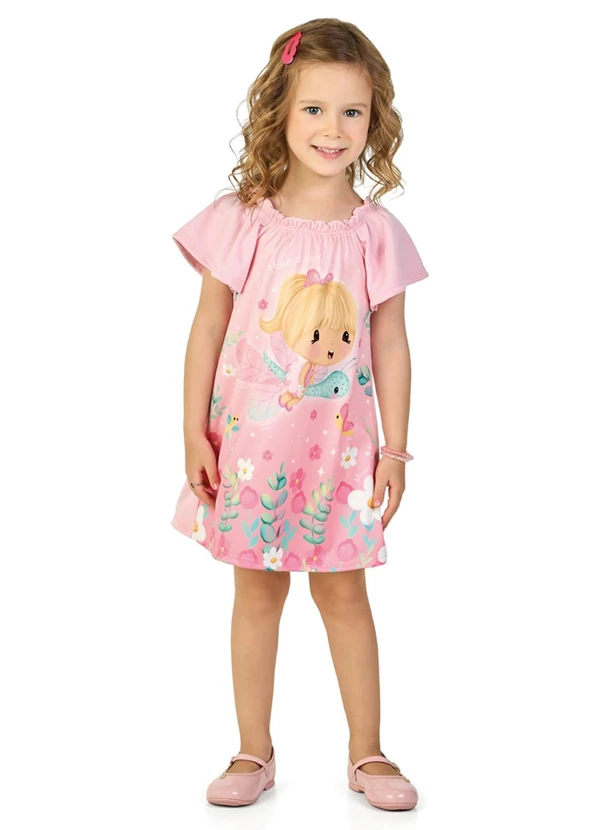 Marlan - Vestido em Cotton Maquinteado Rosa