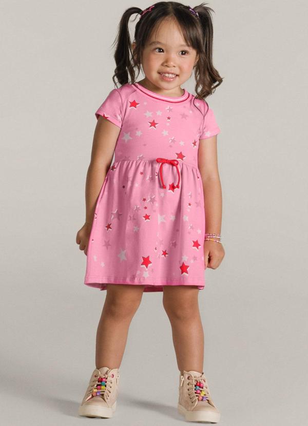Brandili - Vestido em Cotton Menina Rosa
