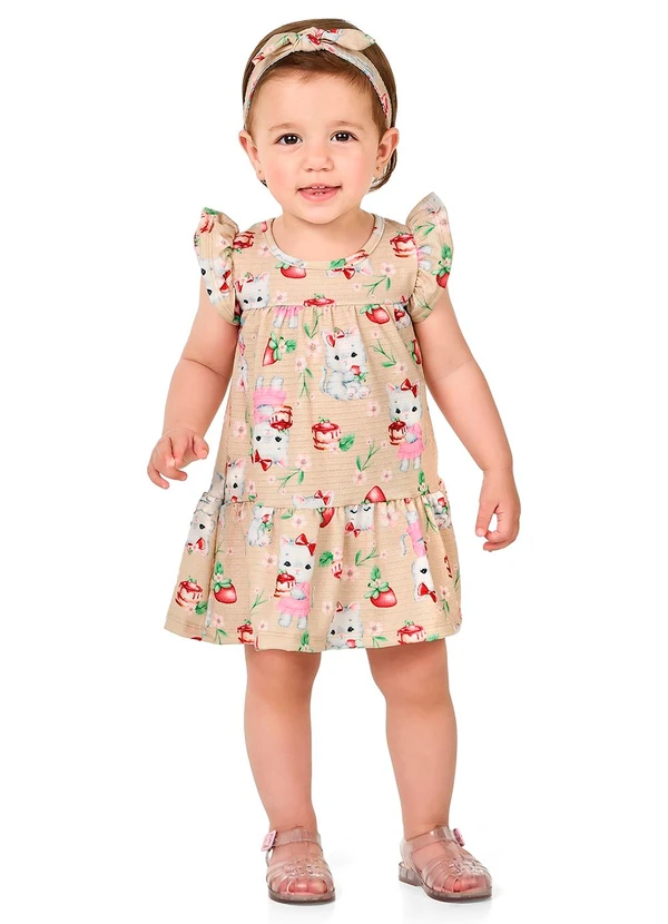 Marlan - Vestido em Cotton Morancats Menina Bege