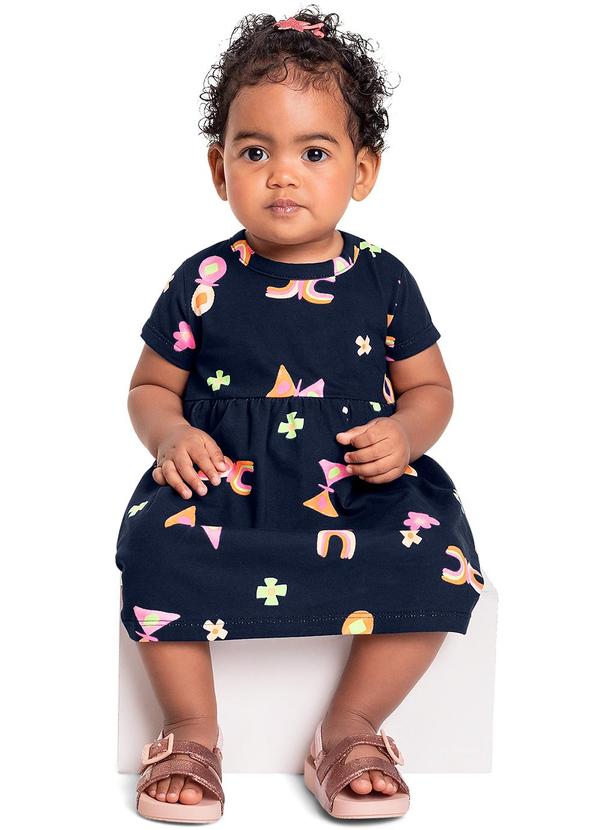 Bee Loop - Vestido em Cotton para Bebê Azul