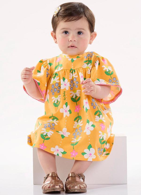 Up Baby - Vestido em Cotton para Bebê Laranja