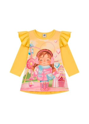 Marlan - Vestido em Cotton Penteado Amarelo - MARLAN