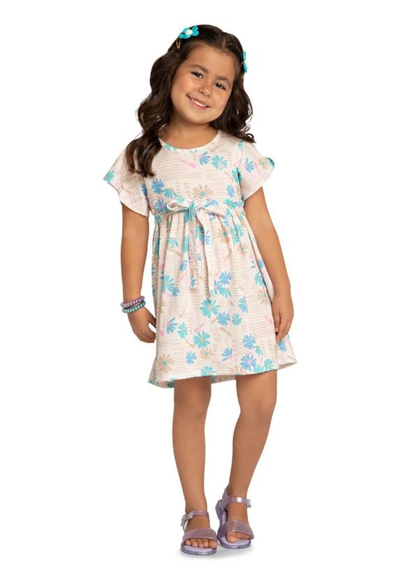 Marlan - Vestido em Cotton Penteado Flower Azul
