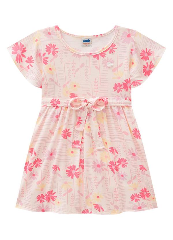 Marlan - Vestido em Cotton Penteado Flower Rosa