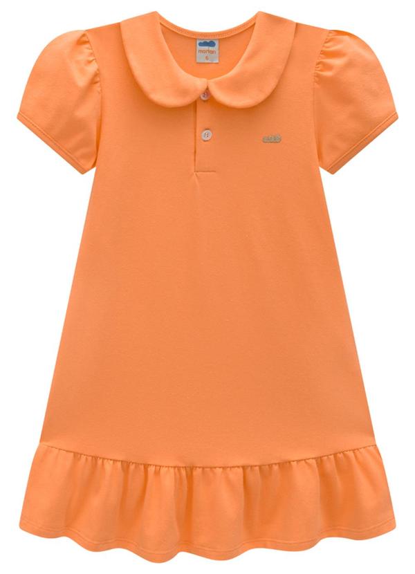 Marlan - Vestido em Cotton Penteado Laranja