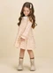 Milli e Nina - Vestido em Cotton Penteado Pássaros Bege - variação: Bege