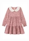 Milli e Nina - Vestido em Cotton Penteado Pássaros Bege - variação: Rosa