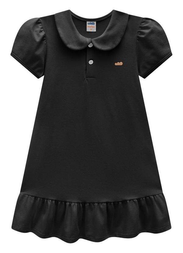 Marlan - Vestido em Cotton Penteado Preto