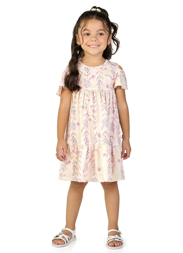 Marlan - Vestido em Cotton Penteado Romance Bege
