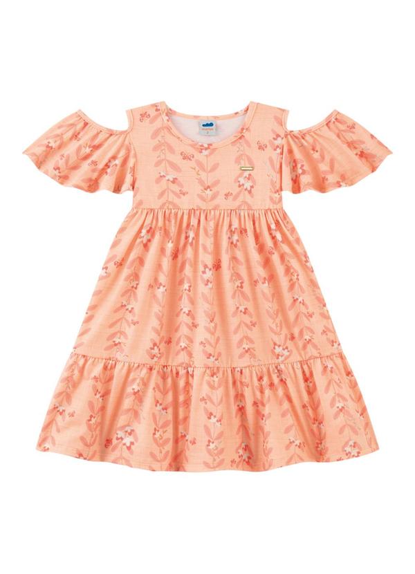 Marlan - Vestido em Cotton Penteado Romance Laranja