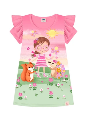 Marlan - Vestido em Cotton Penteado Rosa - MARLAN