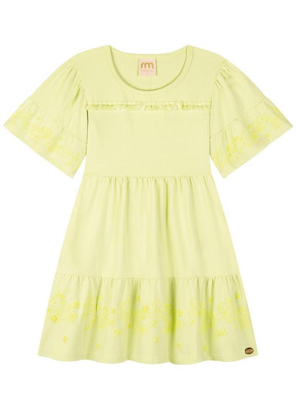 Milli e Nina - Vestido em Cotton Penteado Verde