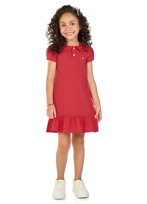 Marlan - Vestido em Cotton Penteado Vermelho 1