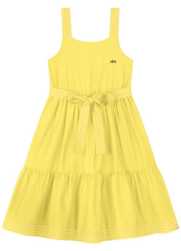 Milli e Nina - Vestido em Crepe Poliamida Amarelo