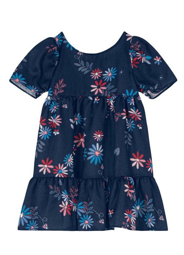Brandili - Vestido em Crepe Texturizado Menina Azul