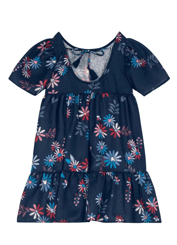 Brandili - Vestido em Crepe Texturizado Menina Azul 2