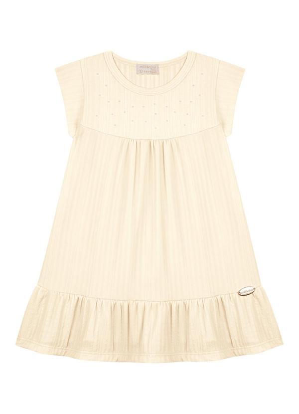 Milli e Nina - Vestido em Jacquard Tranças Bege
