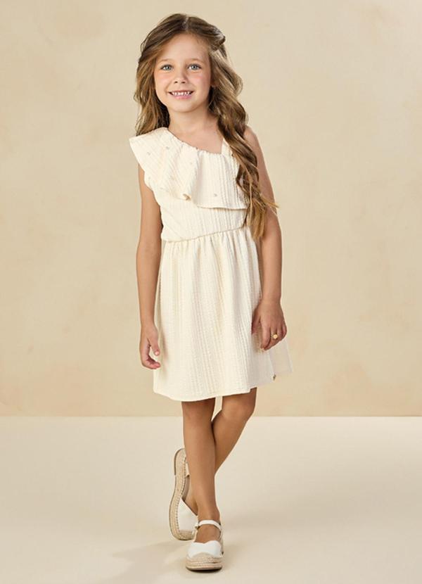 Milli e Nina - Vestido em Jacquard Tranças Bege 1