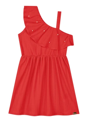 Milli e Nina - Vestido em Jacquard Tranças Vermelho - MILLI E NINA