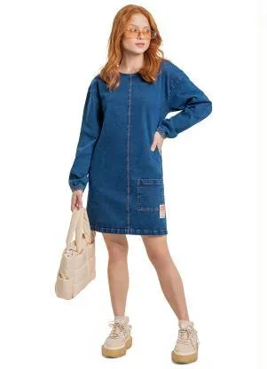 Gloss - Vestido em Jeans Juvenil Azul - GLOSS