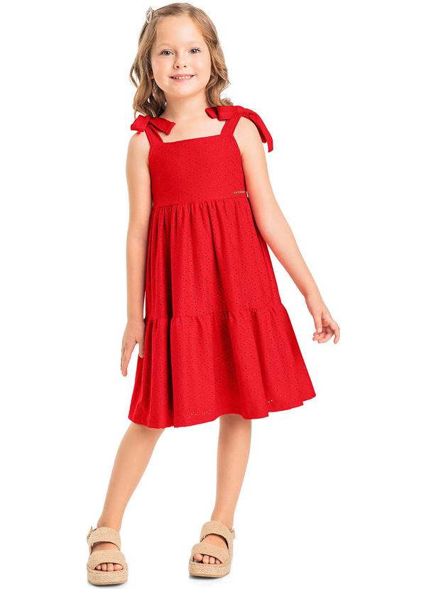 Quimby - Vestido em Laise Infantil Vermelho