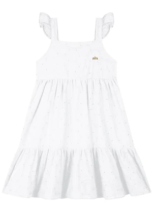 Milli e Nina - Vestido em Laise Poá Branco - MILLI E NINA
