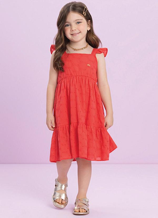 Milli e Nina - Vestido em Laise Poá Rosa