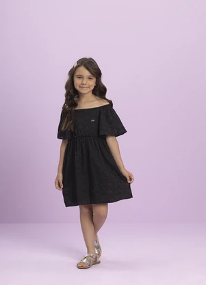 Milli e Nina - Vestido em Laise Preto - MILLI E NINA