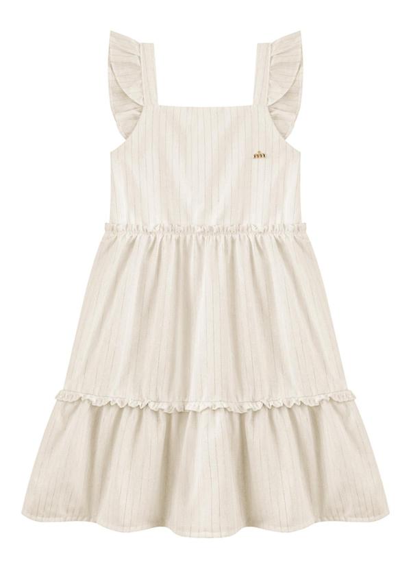 Milli e Nina - Vestido em Linho Brilho Bege