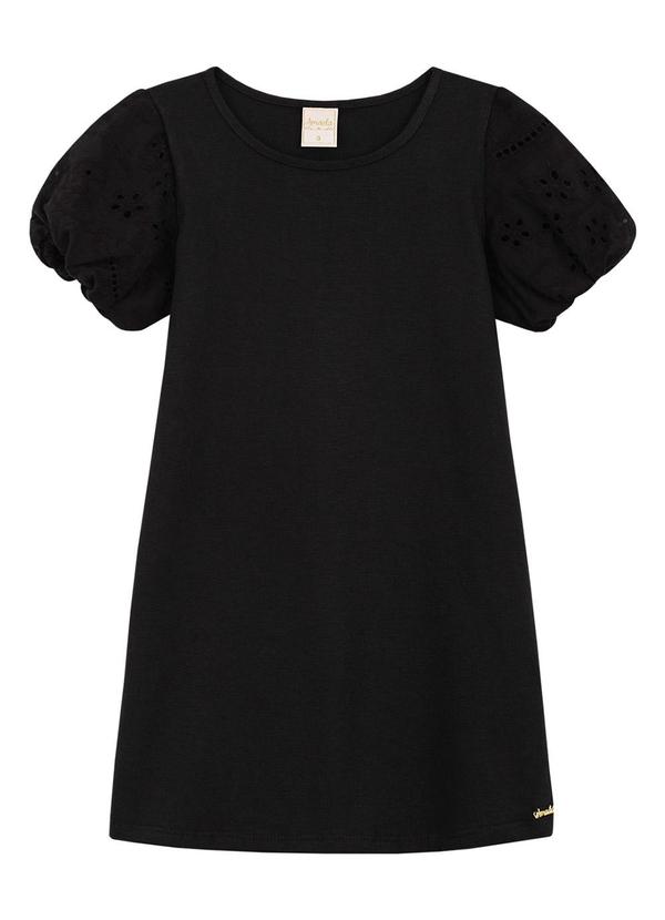 Amada - Vestido em M/M Penteada com Mangas Preto