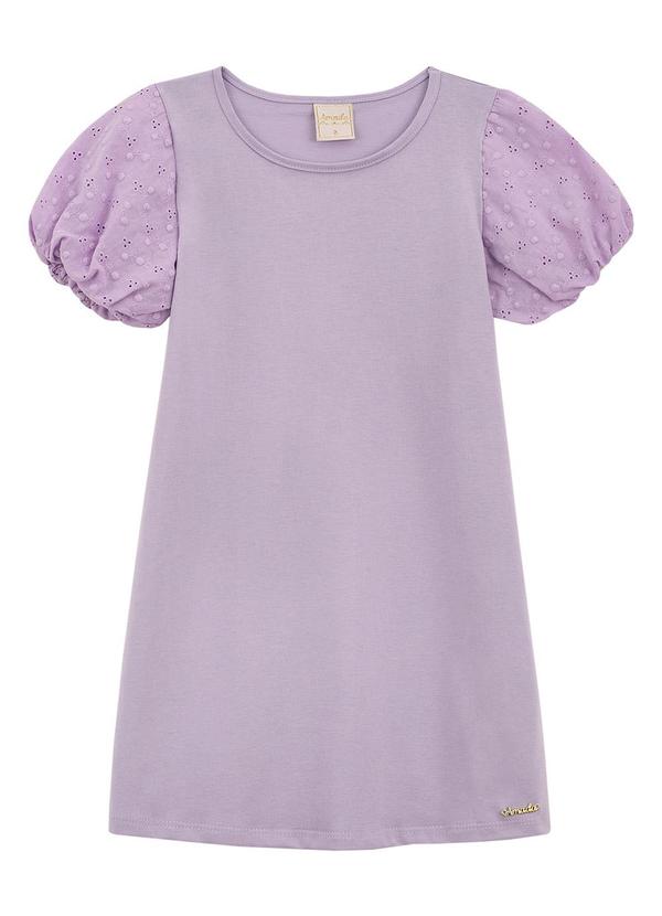 Amada - Vestido em M/M Penteada com Mangas Roxo