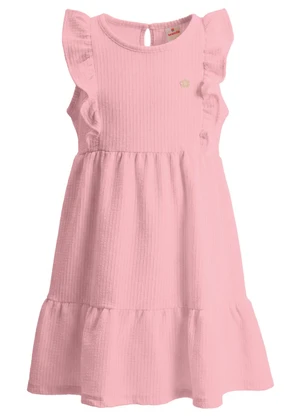 Brandili - Vestido em Malha com Babado Rosa - BRANDILI