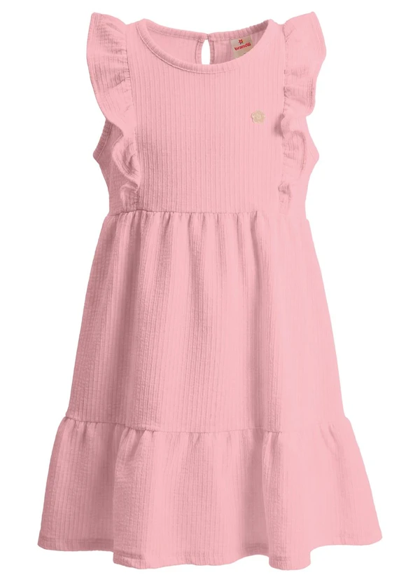 Brandili - Vestido em Malha com Babado Rosa