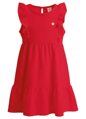 Brandili - Vestido em Malha com Babado Vermelho - BRANDILI