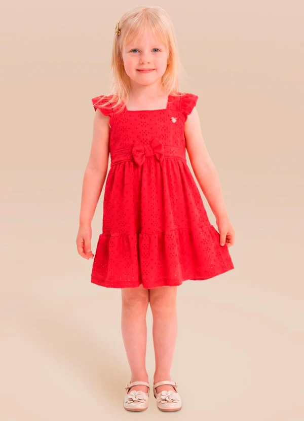 Brandili - Vestido em Malha com Laço Vermelho