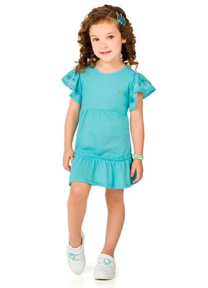 Marlan - Vestido em Malha com Mangas Estampadas Azul - MARLAN