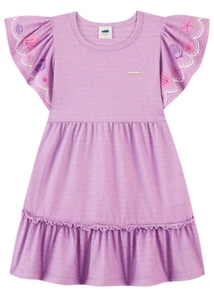 Marlan - Vestido em Malha com Mangas Estampadas Roxo - MARLAN