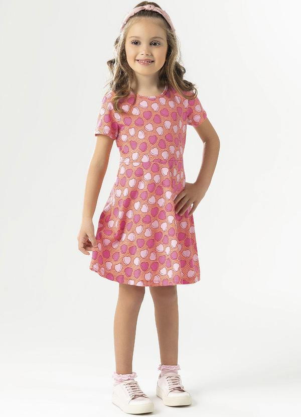 Cativa Kids - Vestido em Malha Estampado Laranja