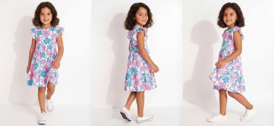 Vestido em Malha Estampado Rosa