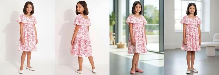 Vestido em Malha Estampado Rosa