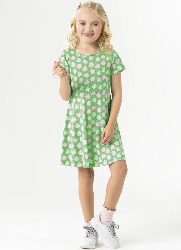 Cativa Kids - Vestido em Malha Estampado Verde