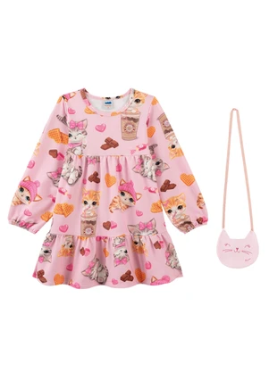 Marlan - Vestido em Malha Newtech com Bolsa Rosa - MARLAN