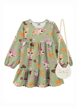 Marlan - Vestido em Malha Newtech com Bolsa Verde - MARLAN