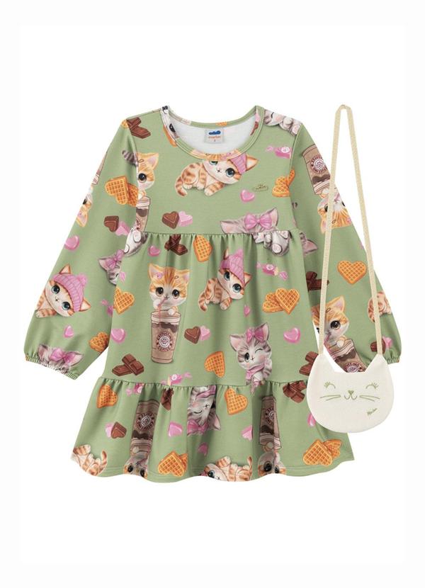 Marlan - Vestido em Malha Newtech com Bolsa Verde
