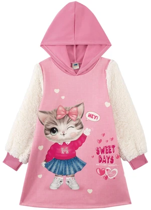 Marlan - Vestido em Malha Newtech com Pelo Sherpa Rosa - MARLAN