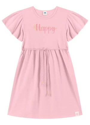 Marlan - Vestido em Malha Poá Bordado Rosa - MARLAN