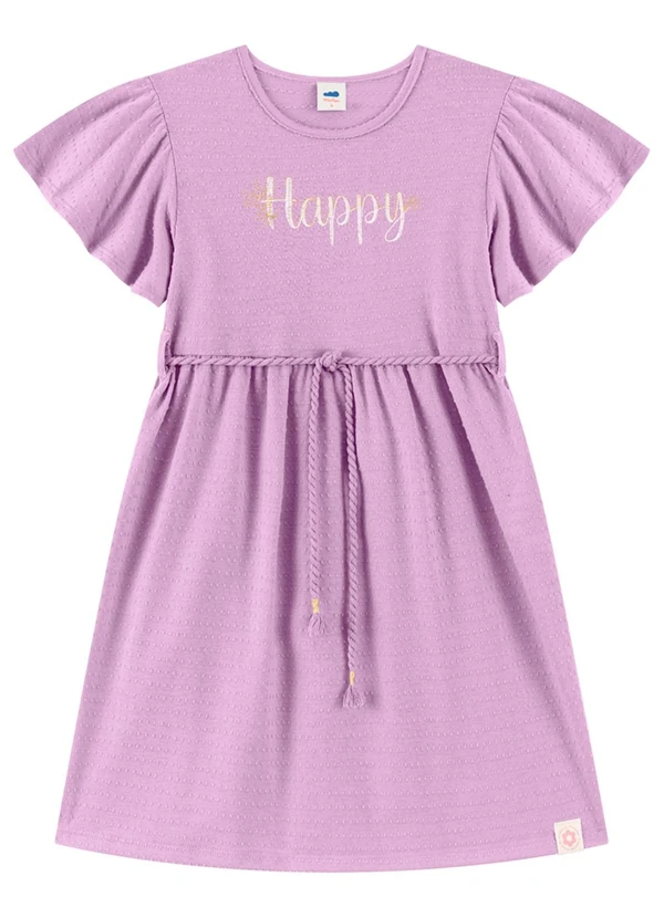 Marlan - Vestido em Malha Poá Bordado Roxo