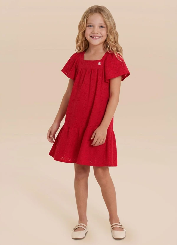Brandili - Vestido em Malha Texturizada Vermelho