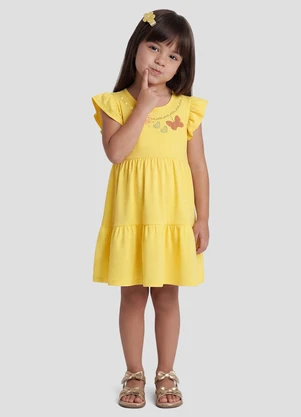 Kely Kety - Vestido em Malha Trabalhada Collor Amarelo - KELY KETY