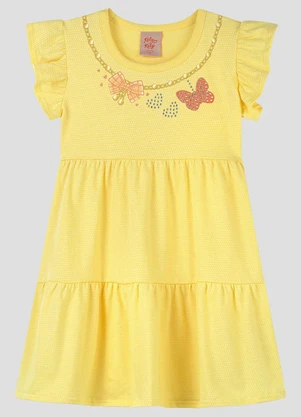 Kely Kety - Vestido em Malha Trabalhada Collor Amarelo - KELY KETY